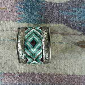 western turquoise and silver cuff bracelet